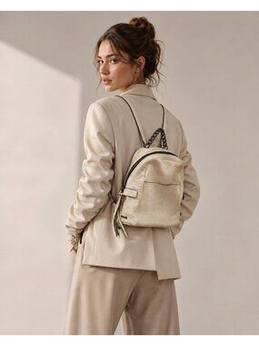 INNUE Made in Italy Ivory Leather Backpack Chain Handle Purse